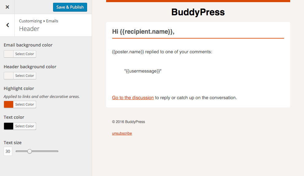 BuddyPress 2.5:     